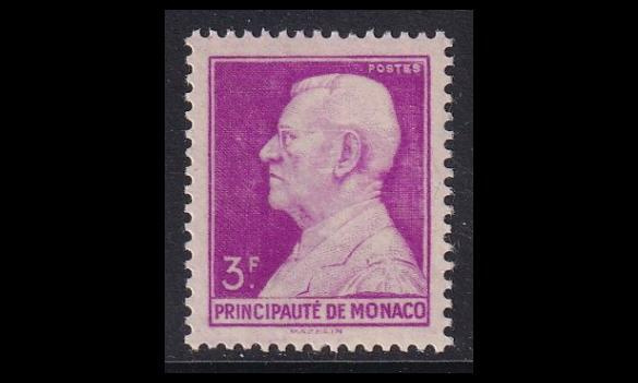 Monaco 310 ** Käyttösarja Louis II 3 Fr (1946)
