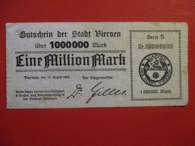 GERMANY 1 000 000 MARK 1923 SERIE D  (K15-S98)