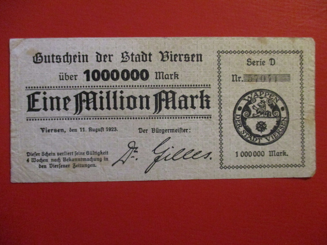 GERMANY 1 000 000 MARK 1923 SERIE D  (K15-S98)
