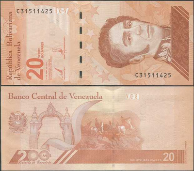 Venezuela 20 Bolivares 2021 UNC (P-117) uusi sarja