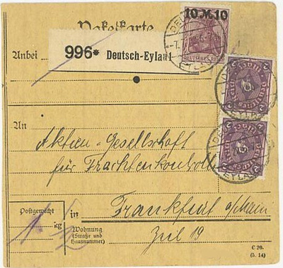 Saksa Mi 157 I ym pakettikortti