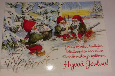 Joulukortti kiiltopinnalla