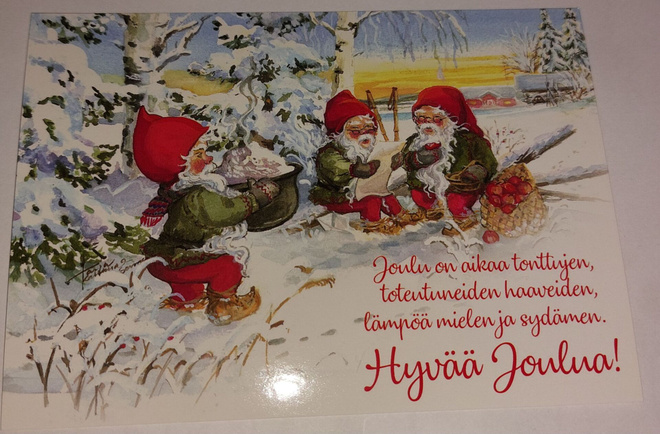 Joulukortti kiiltopinnalla