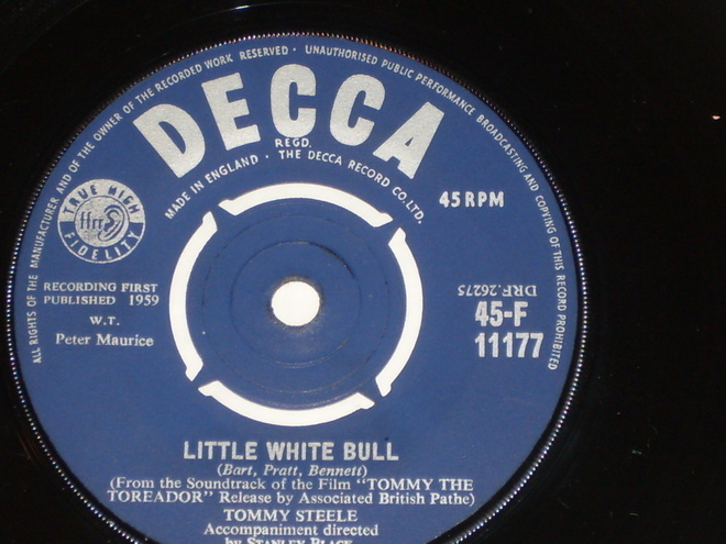 7" TOMMY STEELE - Little White Bull - single 1959 pop RnR EX