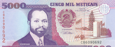 Mozambique 5.000 Metacais 1991 P136 #395