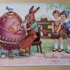 Puputäti koristelee Pääsiäismunaa, lapset katsovat p. 1953 - pikkukuva 1