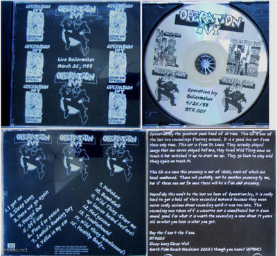 OPERATION IVY: Live Boilermaker March 25, 1988 - CD (RARE)