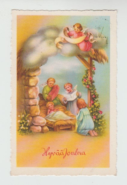Postikortti, JOULU, vanha 1950-luku, Postileima VIRTTAA
