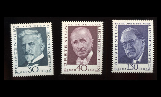 Liechtenstein 570-2 ** Filatelian pioneereja (1972)