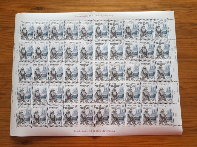 Kalevala 150v. Postimerkkiarkki 1,50 mk. 1984