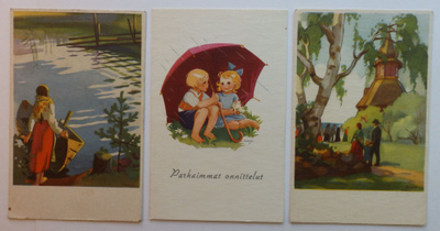 3 kpl Postikortteja, piirt. Martta Wendelin R1