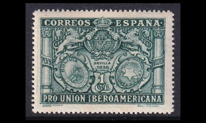 Espanja 537 ** Iberoamerikka 1 C sin.vihreä (1930)