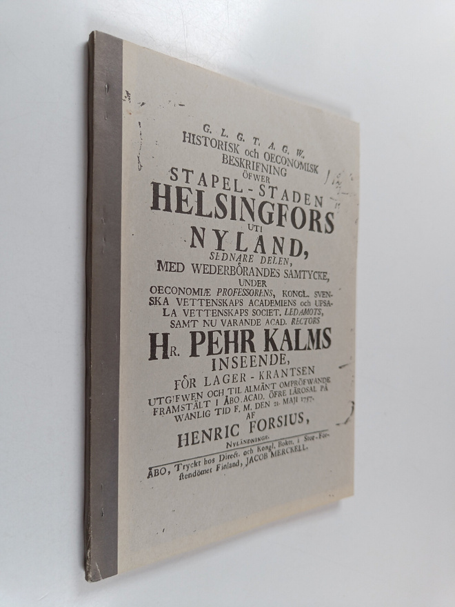Henricus Forsius : Historiallinen ja ekonominen selonteko...
