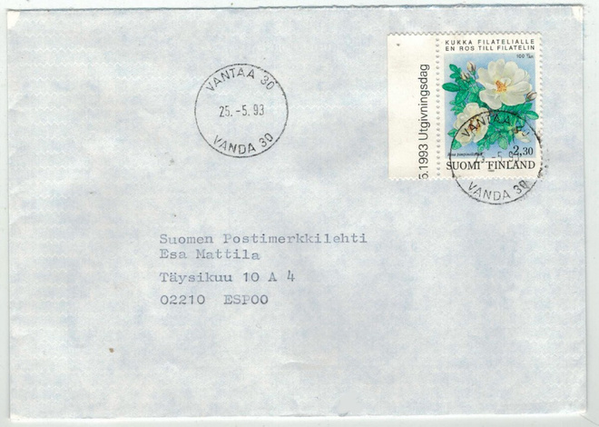 1993 kukka filatelialle kirje