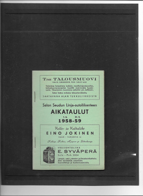 Aikataulut, Salon Seudun Linja-autoliikenne, 1958-59