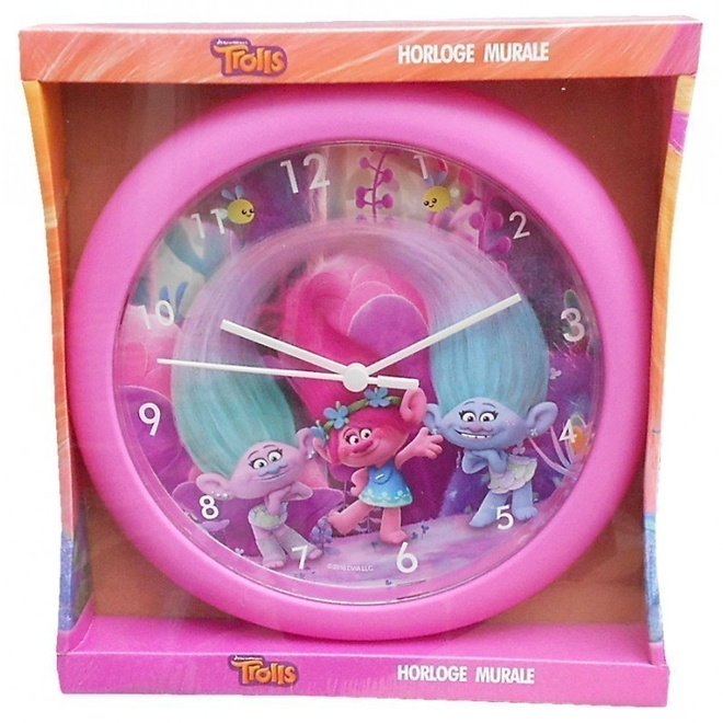 Dreamworks Trolls Seinäkello, Ø 24cm, vaaleanpunainen *UUSI*