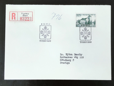 1961 FDC Yleismerkki Turun Linna, R-kuori