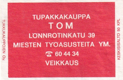 Tupakkakauppa TOM, Lönnrotink. 39   6/10