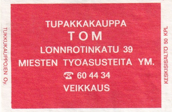 Tupakkakauppa TOM, Lönnrotink. 39   6/10