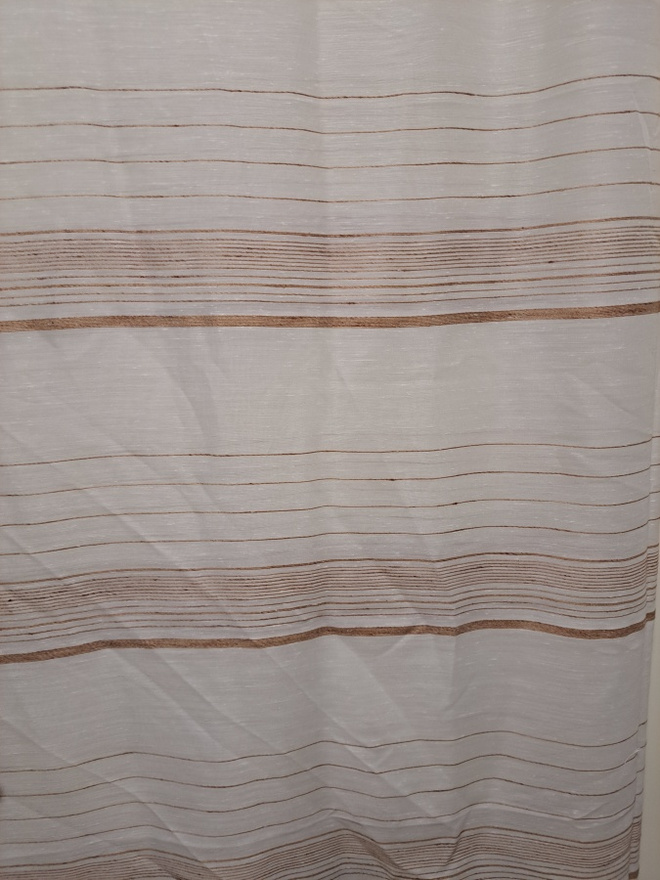 Ruusukulta valkoinen raita pitkät verhot 195x140cm
