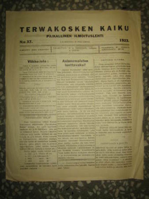 Sanomalehti :  Terwakosken Kaiku 4 kpl