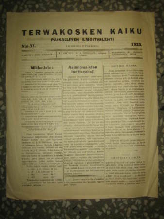 Sanomalehti :  Terwakosken Kaiku 4 kpl