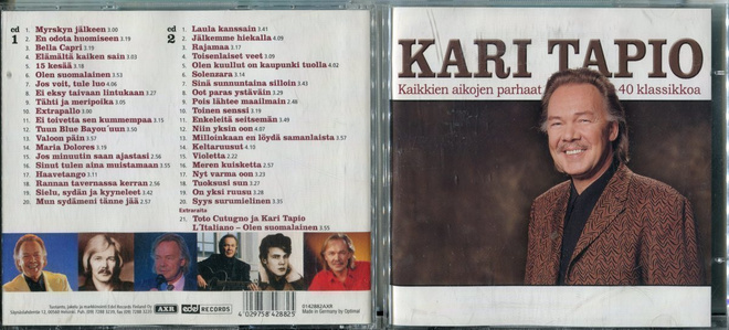 KARI TAPIO . 2 CD-LEVYÄ . KAIKKIEN AIKOJEN PARHAAT 40 KLASSI