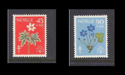 Norja 438-9 ** Tuberkuloosi kukkia (1960)