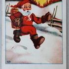 Vanha uudenvuoden kortti, v. 1952, joulupukki juoksee - pikkukuva 2