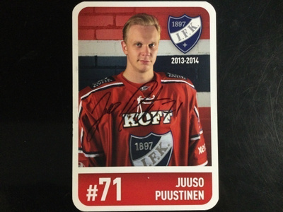 JUUSO PUUSTINEN - HIFK.  KERÄILYKORTTI. AITO NIMIKIRJOITUS !