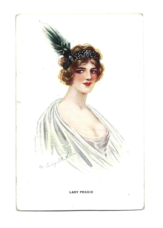 vanha-kortti-kaunis-nainen-lady-peggy-huuto
