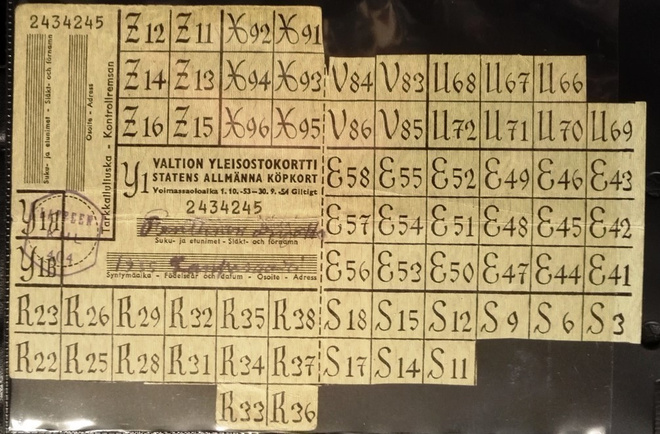 VALTION YLEISOSTOKORTTI vv. 1953-1954