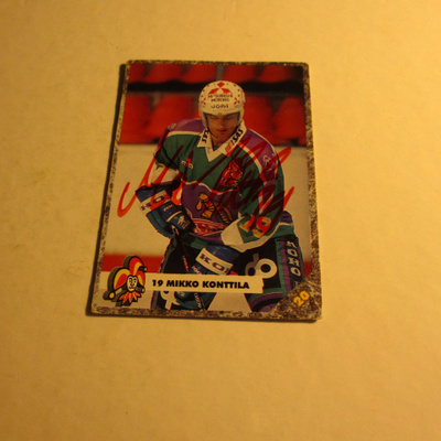 leaf lätkäkortti , jokerit -93 mikko konttila nimikirjoitus