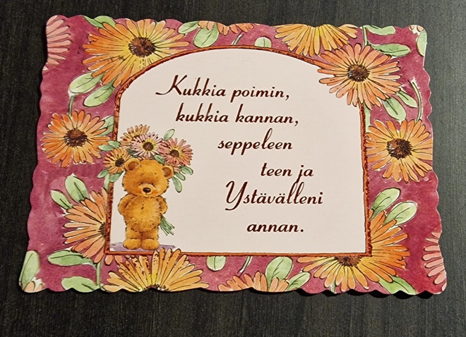 Ystävänpäiväkortti, kulkenut  pk. + postimerkki + postileima