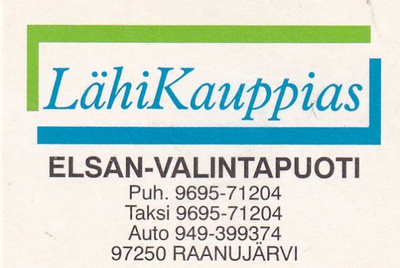 Raanujärvi, Elsan - Valintapuoti    b590
