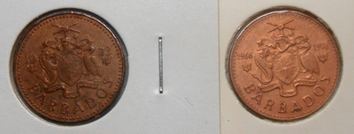 Barbados. 1 cent 1973, 1976.