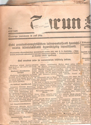 Turun Sanomat, yli satavuotias, mm. Salo-mainoksia.