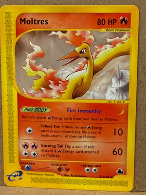 Pokémon Moltres 21/144 – Skyridge (2003) – Rare Non-Holo