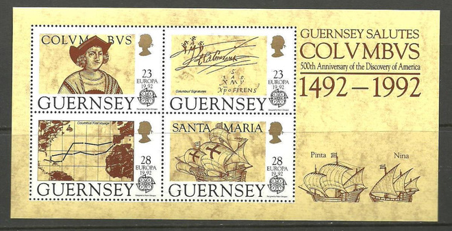GUERNSEY EUROPA CEPT -blokki Kolumbus 1992 **