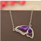 889 .. Silver Duble Purple Crystal Perhonen .. Kaulakoru - pikkukuva 5