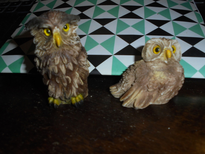 2 x pöllö pienet figuurit