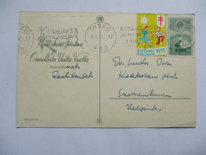 1955 Turku joulumerkkikortti
