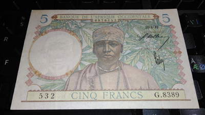 Africa Occidentale 5 Francs 1942 VF