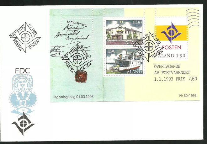 ÅLAND EPK FDC 2/1993: Posti blokki