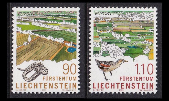 Liechtenstein 1190-1 ** Europa luonnonpuistot (1999)