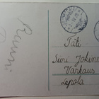 Tyttö ruokki kanoja pihassa, vanha Pääsiäispk, p. 1939 - pikkukuva 2