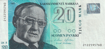 Suomi 20 markkaa 1993 Litt.A 212259760 kl 8
