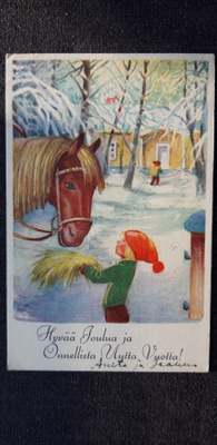 Guni Wahlroos  Saarela,  vanha joulukortti v. 51