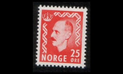 Norja 358 ** Haakon VII 25 öre punainen (1950)