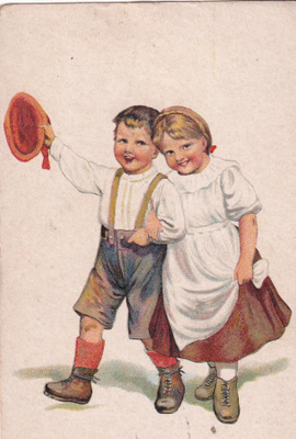 Tyttö ja poika , Wanha kortti b598